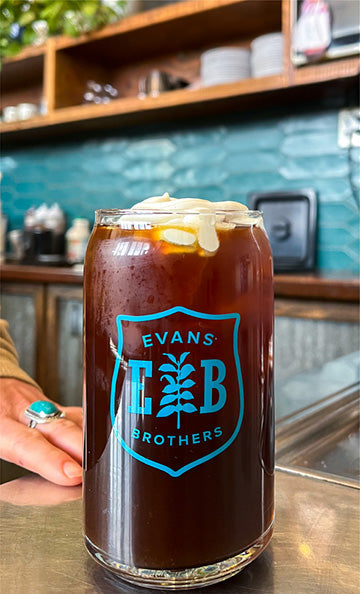 Glass of Evans Brothers Pecan Chicory Cold Brew Coffee