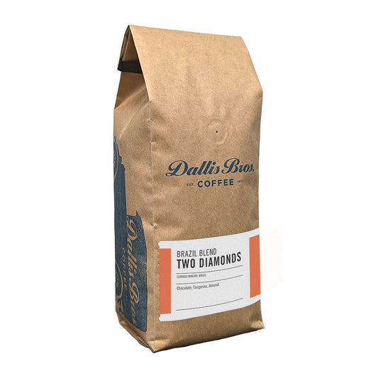 Bag of Dallis Bros Coffee Two Diamonds Brazil Blend