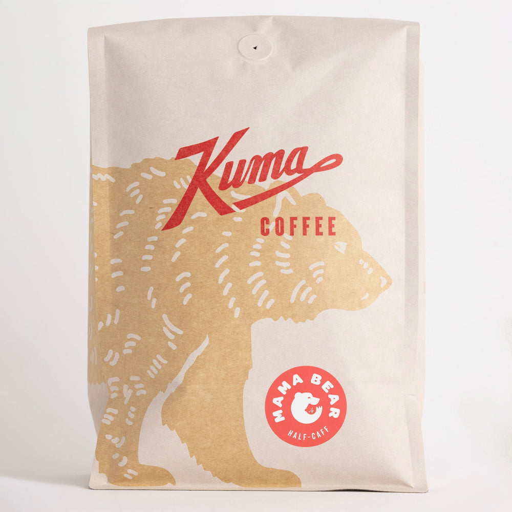 5 pound bag of Kuma Coffee Mama's Bear Half Caff – Kuma Coffee main product