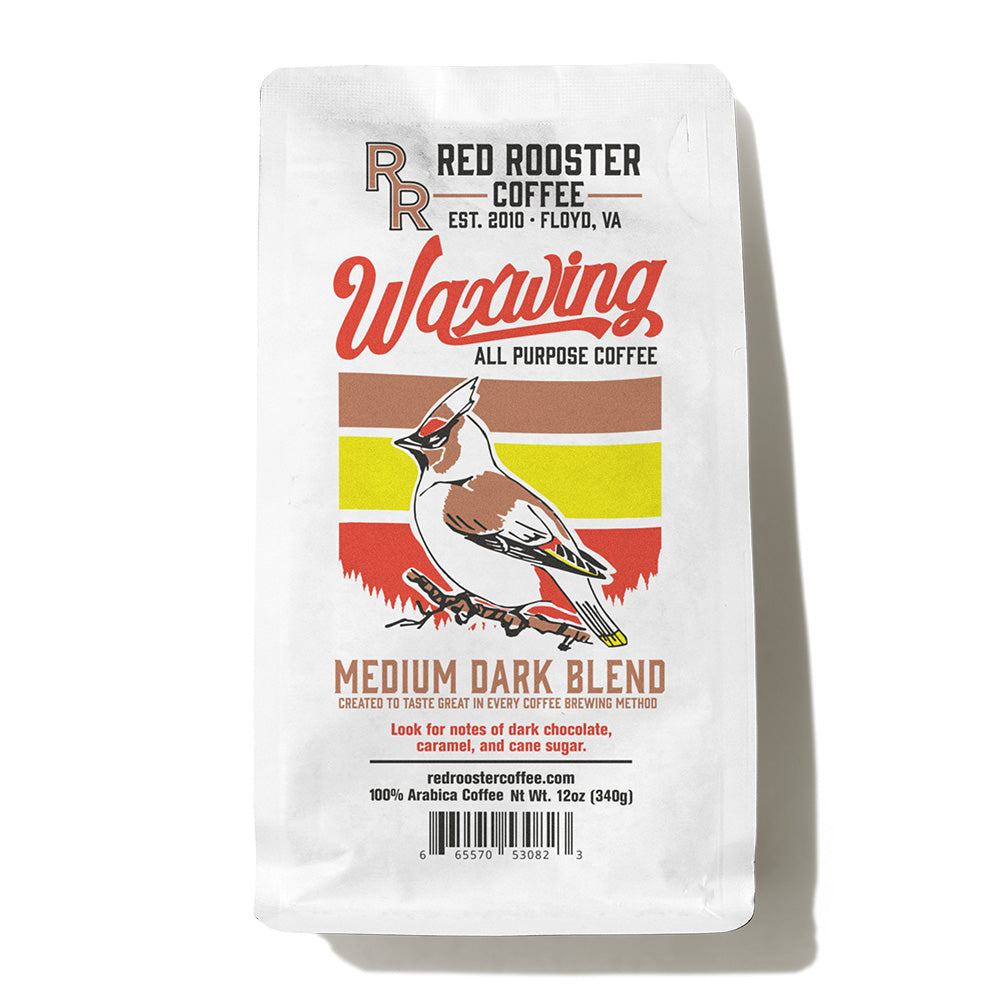 Bag of Red Rooster Waxwing Medium Dark Blend Coffee – Red Rooster Coffee main product