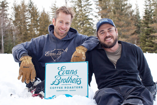 Evans Brothers coffee package with mountain and forest design on a white background product