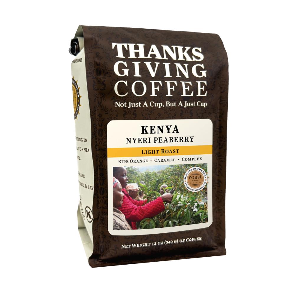 Bag of Thanksgiving Coffee Kenya Nyeri Peaberry 12oz – Thanksgiving Coffee main product