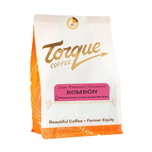 Torque Coffee bag with 'Bombón' flavor on a white background