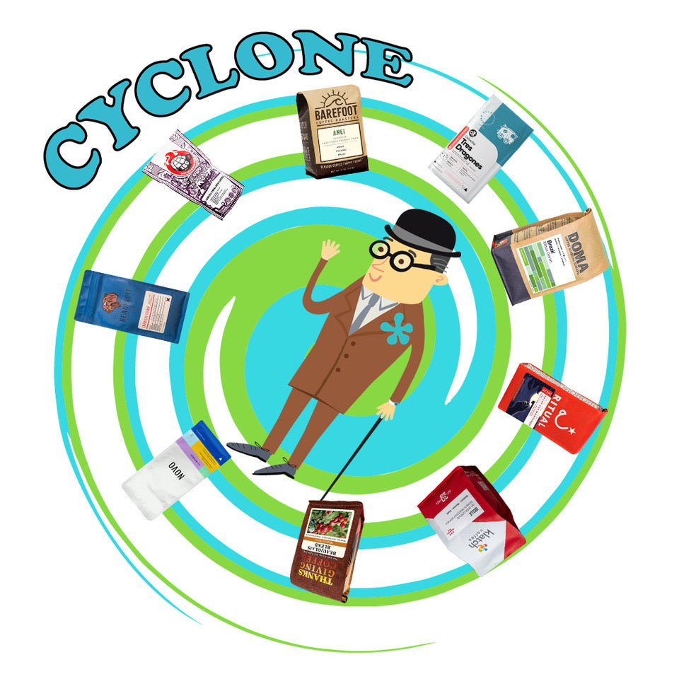 Cyclone Tour with Professor Peaberry around a variety of coffee bags – GoCoffeeGo main product