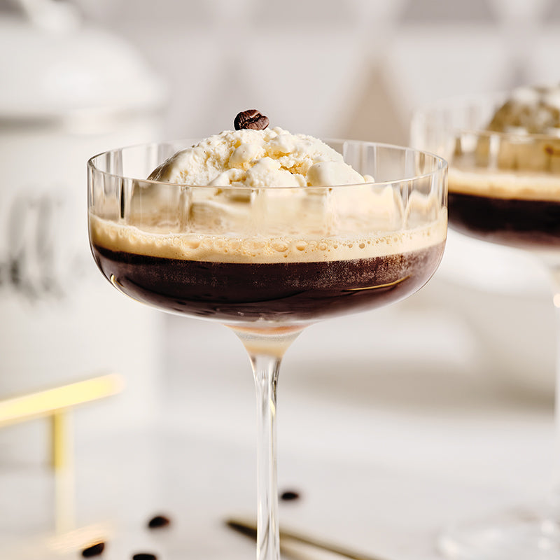 Midnight Affogato Noir (Dessert Course Edition) in martini glass