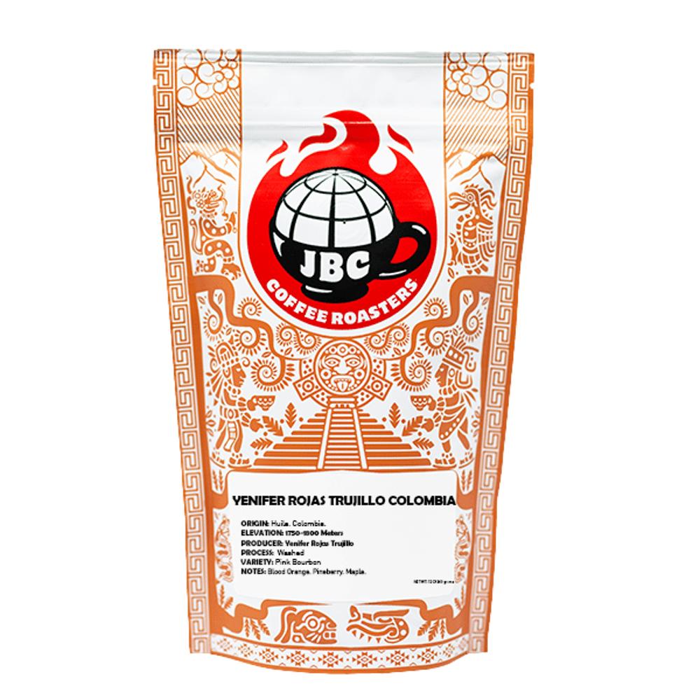 JBC Coffee Roasters coffee bag with decorative design on a white background – JBC Coffee Roasters main product