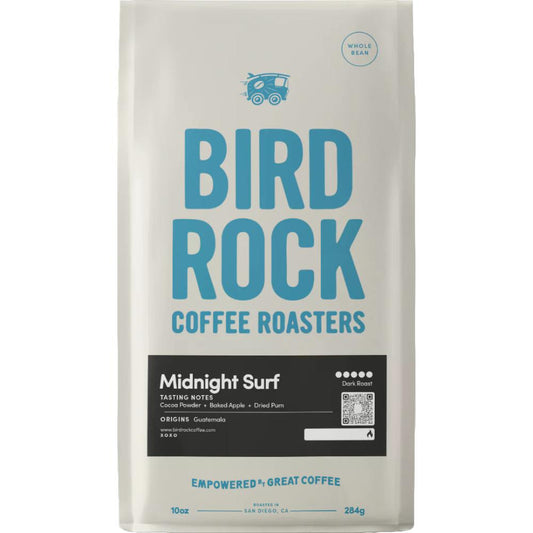Bird Rock Coffee Roasters Midnight Surf coffee bag on a white background