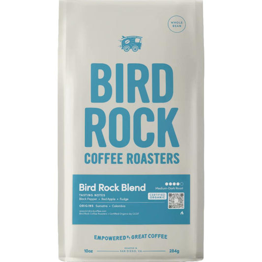 Bird Rock Coffee Roasters package on a white background