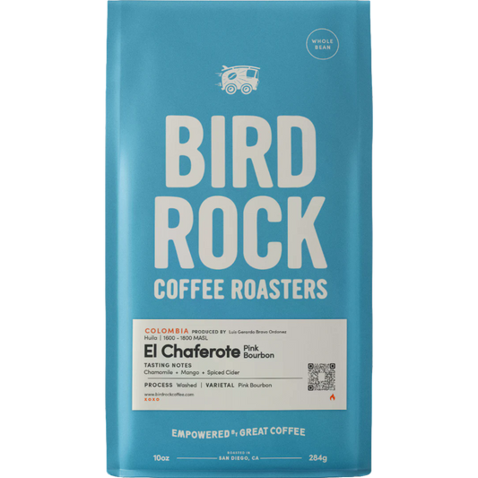 Bird Rock Coffee Roasters package on a white background