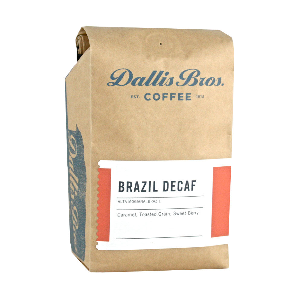 12 ounce bag of Dallis Bros Coffee Brazil Decaf
