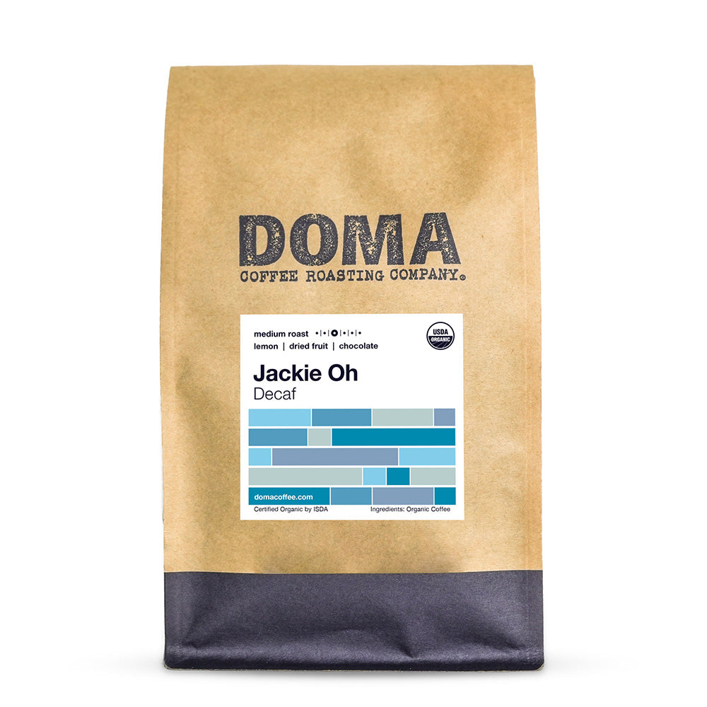 Two pound bag of Doma Coffee Roasting Jackie Oh Decaf