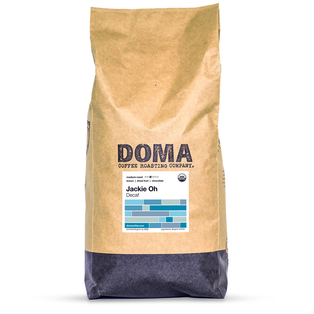 Five pound bag of Doma Coffee Roasting Jackie Oh Decaf