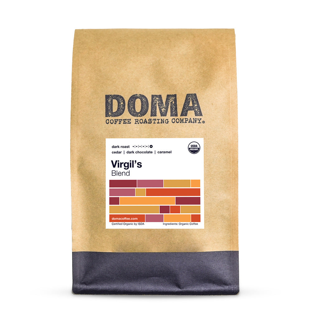 Two pound bag of Doma Coffee Roasting Virgil's Blend