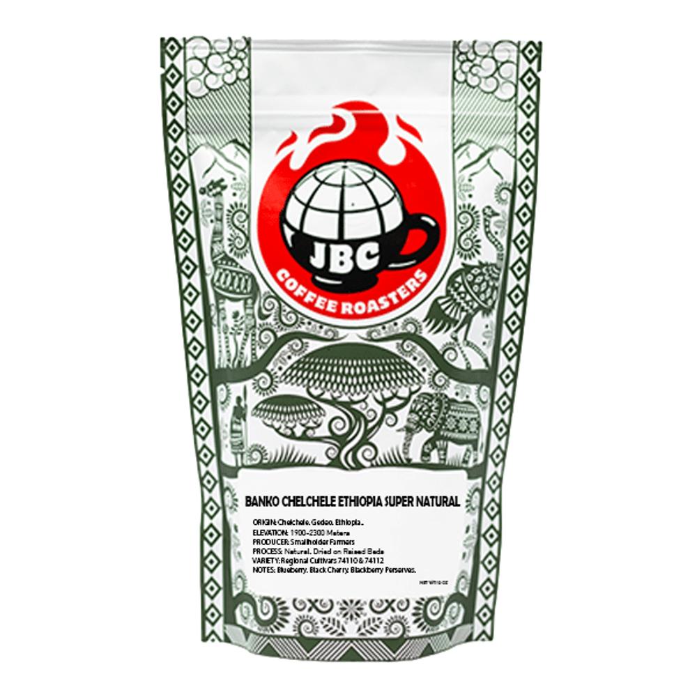 Coffee bag with JBC Coffee Roasters logo on a white background