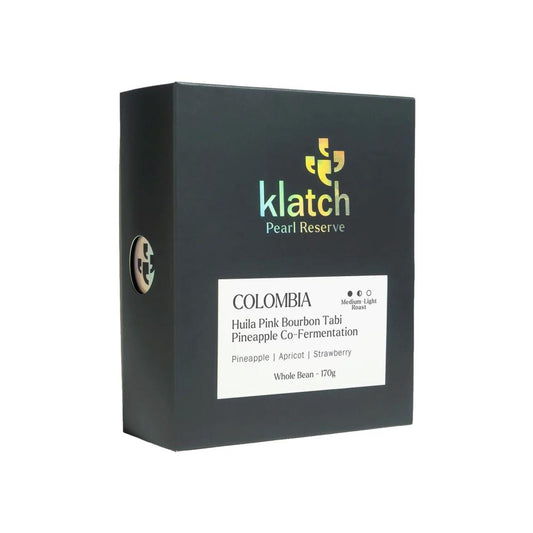 Klatch Pearl Reserve coffee packaging on a white background