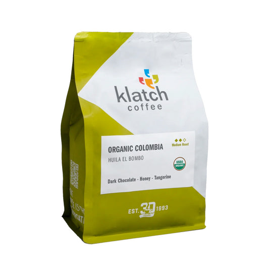 310 gram bag of Klatch Coffee Organic Colombia Huila El Bombo