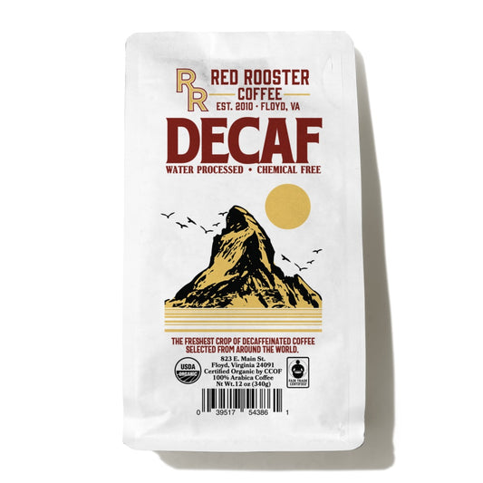 Bag of Red Rooster Organic Decaf Peru Coffee