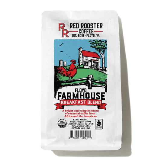 Bag of Red Rooster Organic Floyd Farmhouse Breakfast Blend Coffee