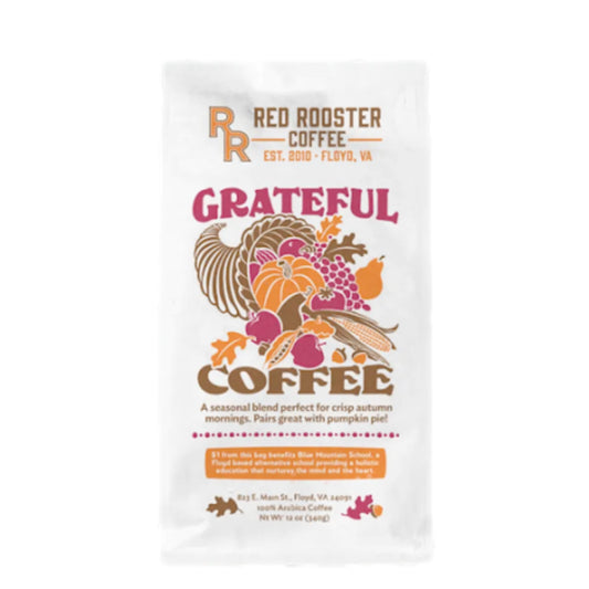 Bag of Red Rooster Coffee Grateful Coffee 2024 Fall Blend