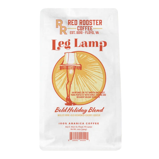 Bag of Red Rooster Coffee Leg Lamp Bold Holiday Blend