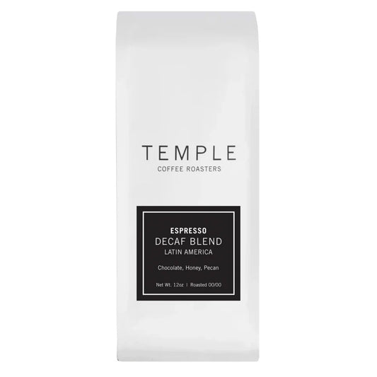 Bag of Temple Coffee Decaf Espresso Blend