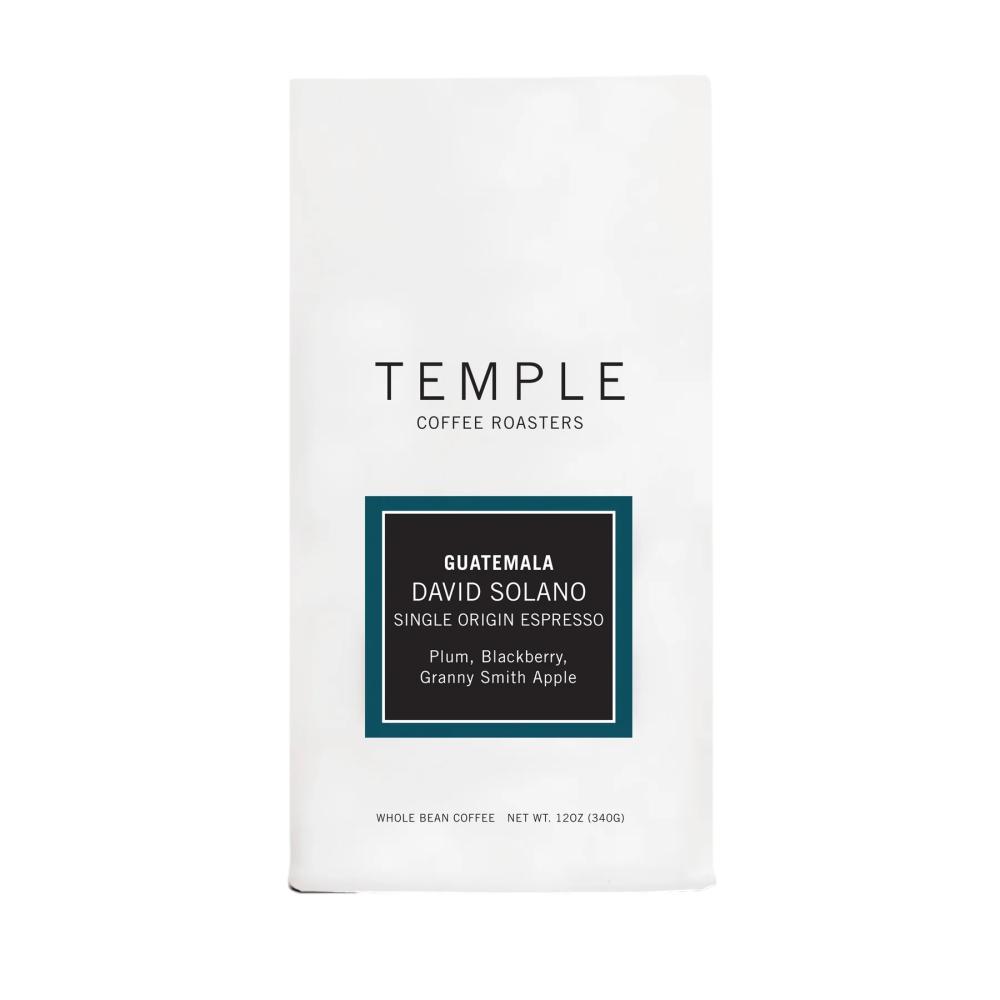 Temple Coffee Roasters Guatemala David Solano coffee package on a white background