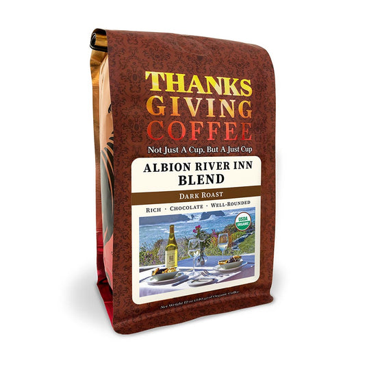 Bag of Thanksgiving Coffee Albion River Inn Blend Dark Roast