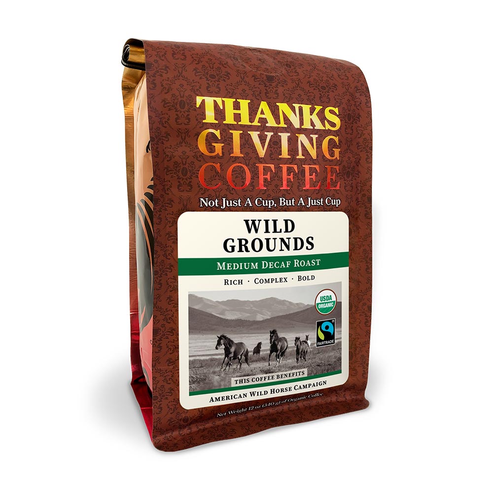 Bag of Thanksgiving Coffee Wild Grounds Medium Decaf Roast